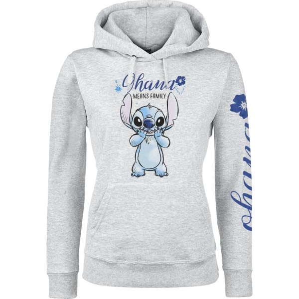 Lilo & Stitch Ohana Dámská mikina s kapucí šedá - Merchstore.cz