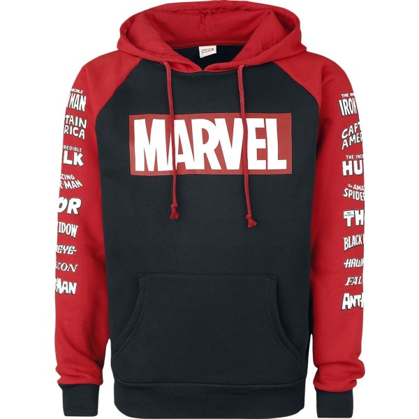 Marvel Logos Mikina s kapucí cerná/cervená - Merchstore.cz