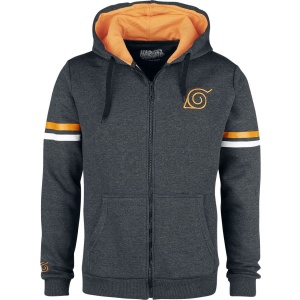 Naruto Konoha Genin Mikina s kapucí na zip antracit mix - Merchstore.cz