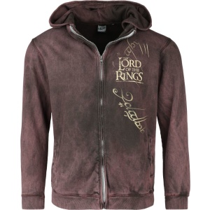 Pán prstenů Mordor Mikina s kapucí na zip burgundská červeň - Merchstore.cz