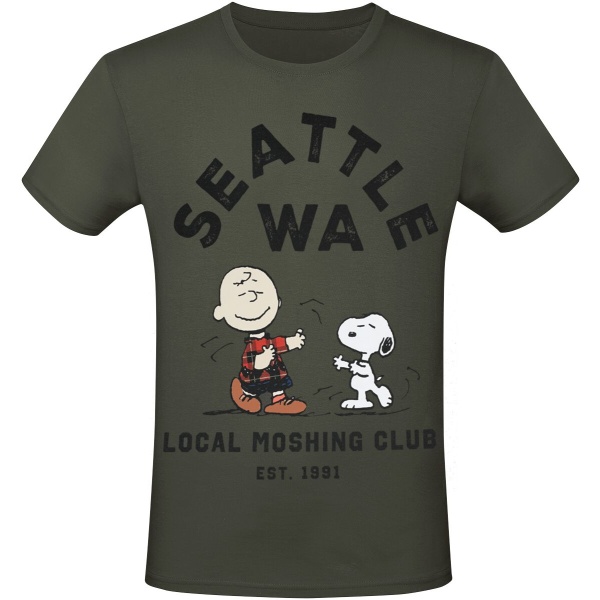 Peanuts SEATTLE WA - Local Moshing Club Tričko khaki - Merchstore.cz