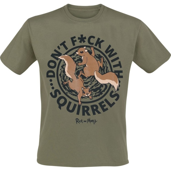 Rick And Morty Don't F*ck With Squirrels Tričko khaki - Merchstore.cz