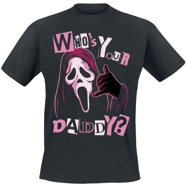 Scream (Film) Ghostface - Who`s Your Daddy? Tričko černá - Merchstore.cz