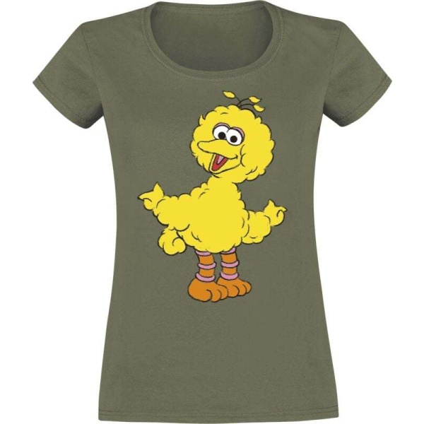 Sesame Street Bibo Cut Drawing Dámské tričko olivová - Merchstore.cz