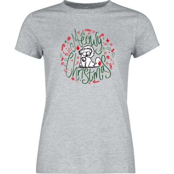 Simon's Cat Meowy Christmas Dámské tričko prošedivelá - Merchstore.cz