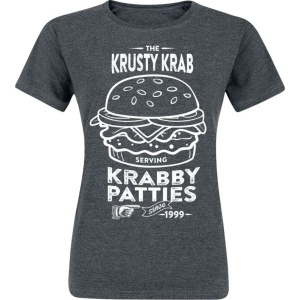 SpongeBob SquarePants The Krusty Krab Serving Krabby Patties Dámské tričko tmavě prošedivělá - Merchstore.cz