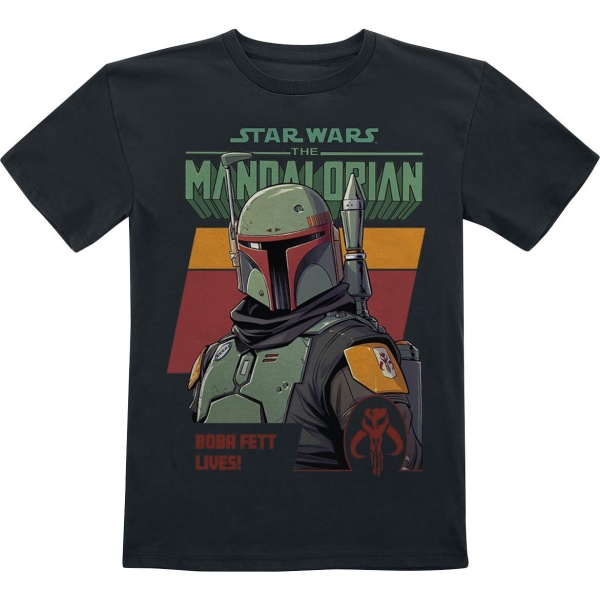 Star Wars Kids - The Mandalorian - Boba Fett Lives detské tricko černá - Merchstore.cz