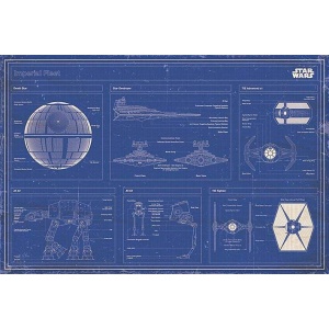 Star Wars Modrotisk Imperial Fleet plakát vícebarevný - Merchstore.cz