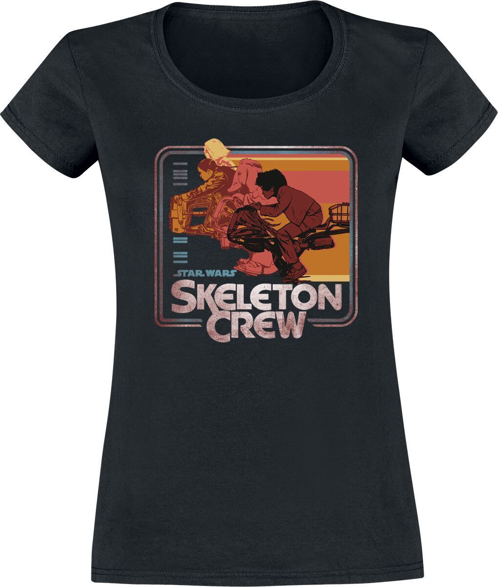 Star Wars Skeleton Crew - Retro Riding Dámské tričko černá - Merchstore.cz Star Wars Skeleton Crew - Retro Riding Dámské tričko černá - Merchstore.cz