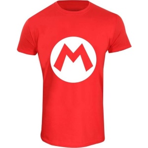 Super Mario Mario Badge Tričko červená - Merchstore.cz