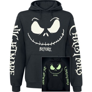 The Nightmare Before Christmas Jack Face - Glow in the dark Mikina s kapucí černá - Merchstore.cz