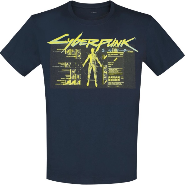 Cyberpunk 2077 - Vitruvian Man Tričko námořnická modrá - Merchstore.cz