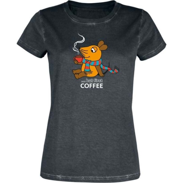 Die Sendung mit der Maus Die Maus - ... But First Coffee Dámské tričko vícebarevný - Merchstore.cz