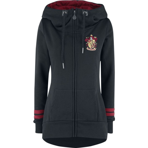 Harry Potter Gryffindor Dámská mikina s kapucí na zip černá - Merchstore.cz