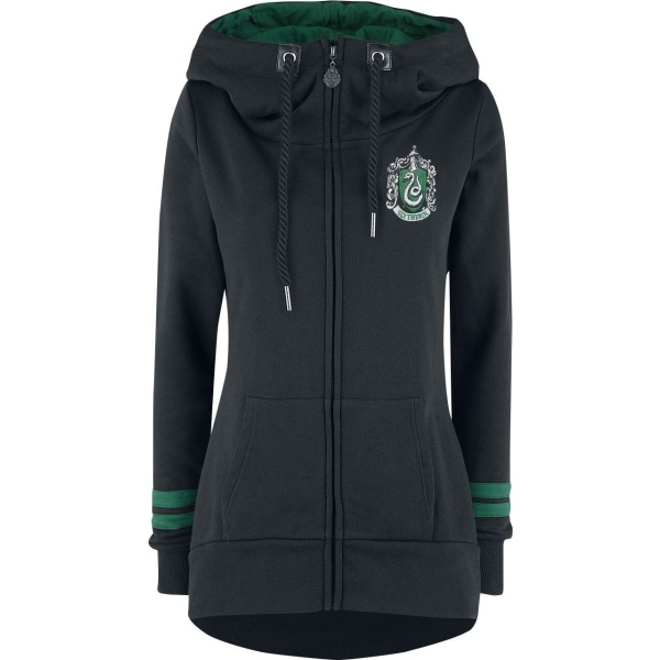 Harry Potter Slytherin Dámská mikina s kapucí na zip černá - Merchstore.cz