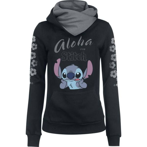 Lilo & Stitch Aloha Dámská mikina s kapucí cerná/šedá - Merchstore.cz