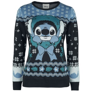 Lilo & Stitch Christmas Stitch Pletený svetr modrá/zelená - Merchstore.cz