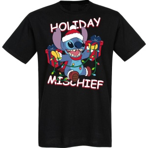 Lilo & Stitch Stitch - Holiday Mischief Tričko černá - Merchstore.cz