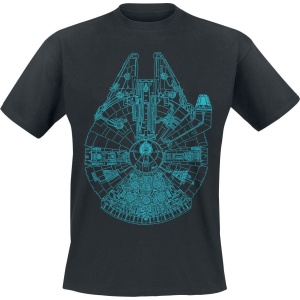 Star Wars Millenium Falcon Blueprint Tričko černá - Merchstore.cz