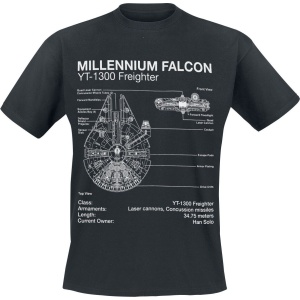 Star Wars Millenium Falcon Sketch Tričko černá - Merchstore.cz