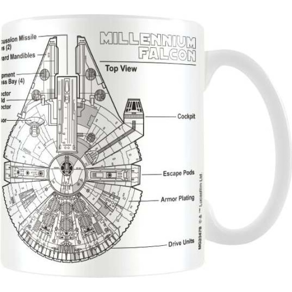 Star Wars Millennium Falcon Sketch Hrnek bílá - Merchstore.cz