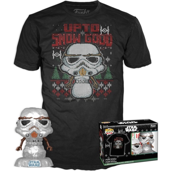 Star Wars Vinylová figurka č.557 Holiday Stormtrooper - POP! a tričko (metalická) Sberatelská postava standard - Merchstore.cz