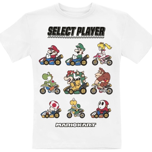 Super Mario Kids - Choose Your Driver detské tricko bílá - Merchstore.cz