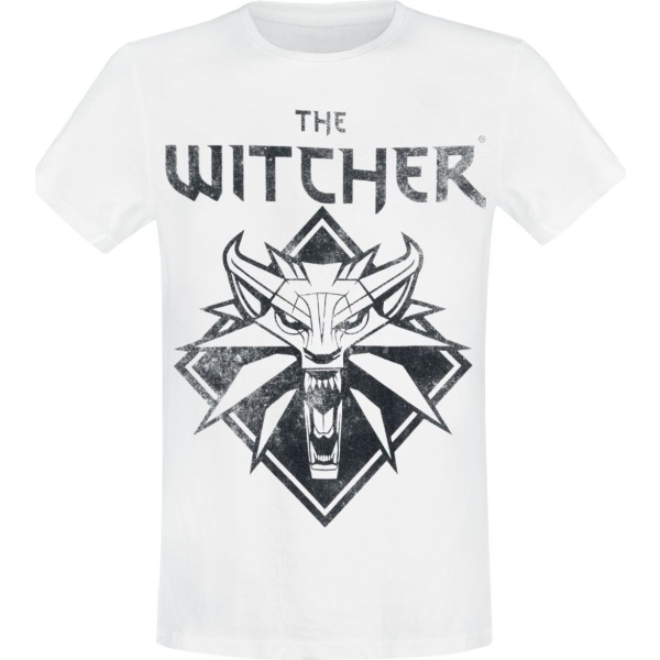 The Witcher Wolf Logo Tričko bílá - Merchstore.cz