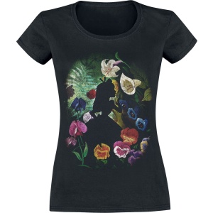 Alice in Wonderland Black Flower Dámské tričko černá - Merchstore.cz