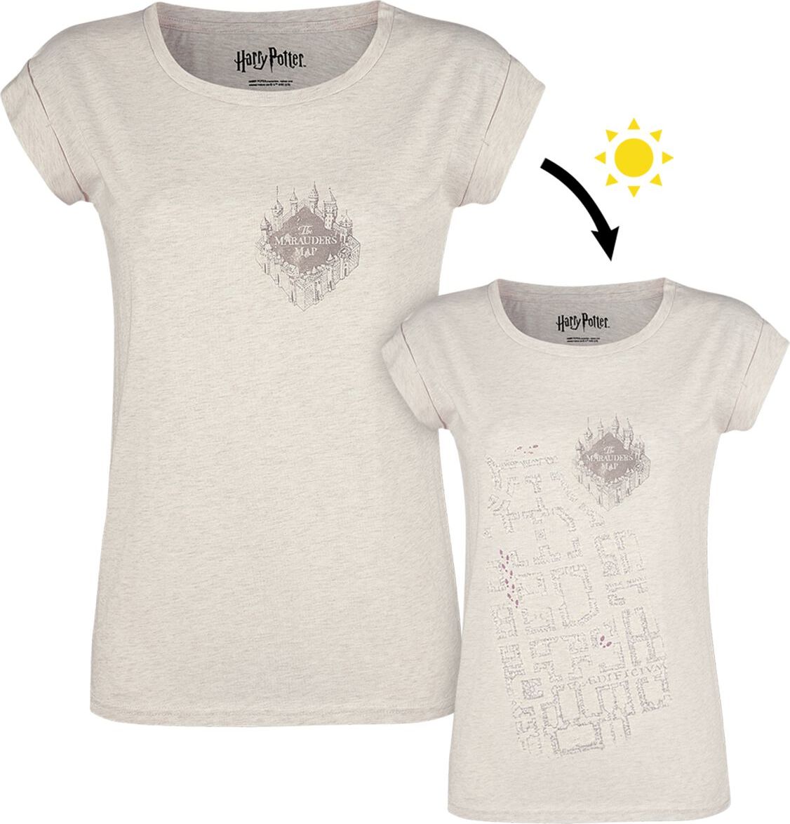Harry Potter Marauders Map UV Dámské tričko strakatá krémová - Merchstore.cz