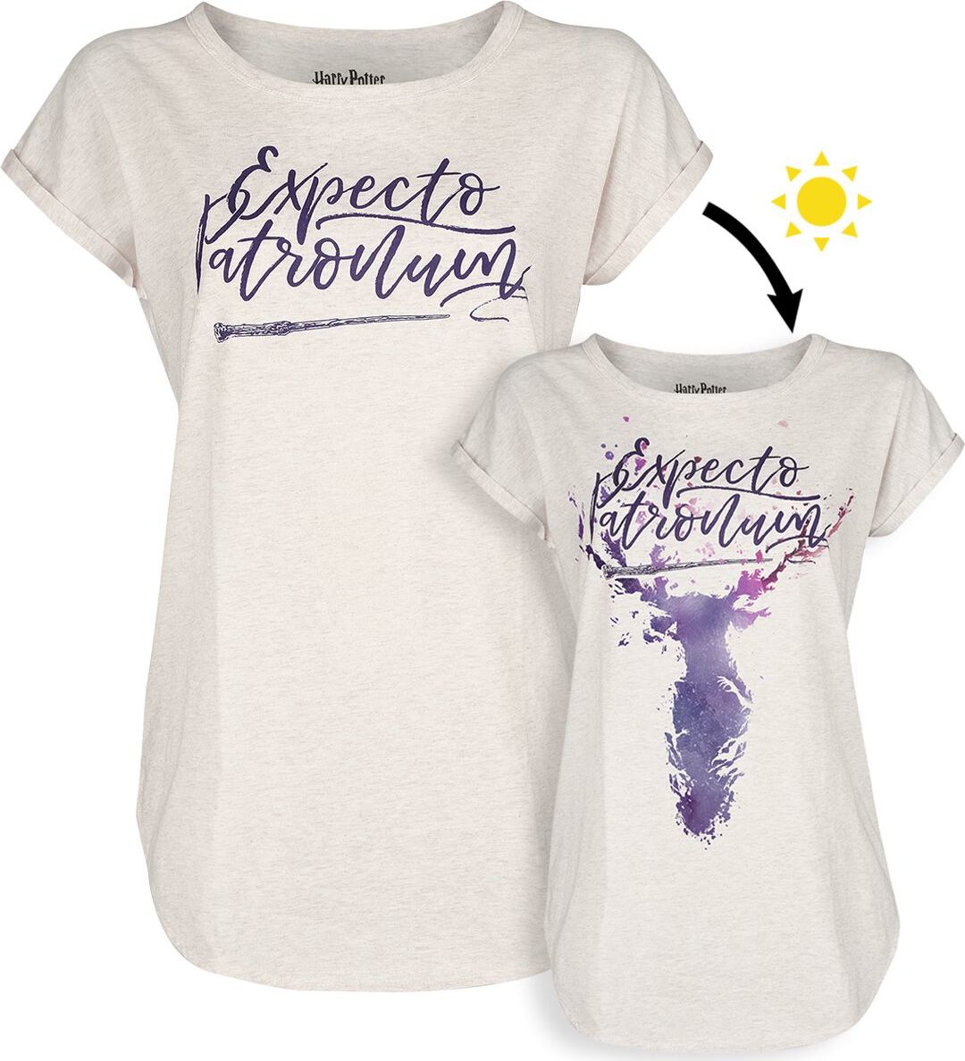 Harry Potter Patronus UV Dámské tričko strakatá krémová - Merchstore.cz Harry Potter Patronus UV Dámské tričko strakatá krémová - Merchstore.cz