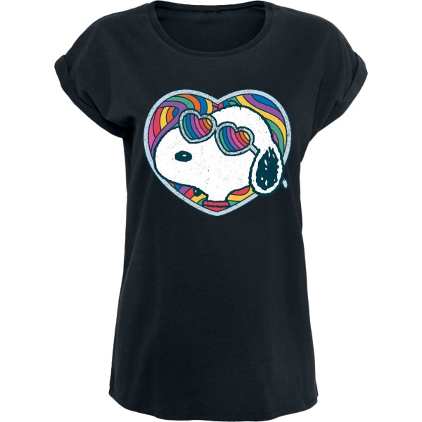 Peanuts Snoopy - Rainbow Heart Dámské tričko černá - Merchstore.cz