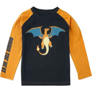 Pokémon Kids - Charizard - Bring The Heat detské tricko - dlouhý rukáv cerná/oranžová - Merchstore.cz