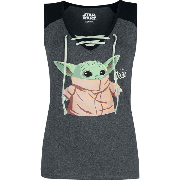 Star Wars Baby Grogu Dámský top smíšená šedo-černá - Merchstore.cz