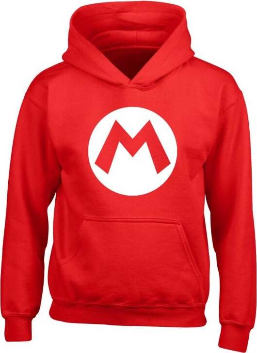 Super Mario Mario Badge detská mikina s kapucí červená - Merchstore.cz Super Mario Mario Badge detská mikina s kapucí červená - Merchstore.cz