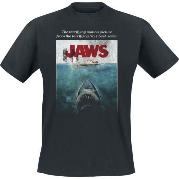 Der weisse Hai JAWS Washed Poster Tričko černá - Merchstore.cz