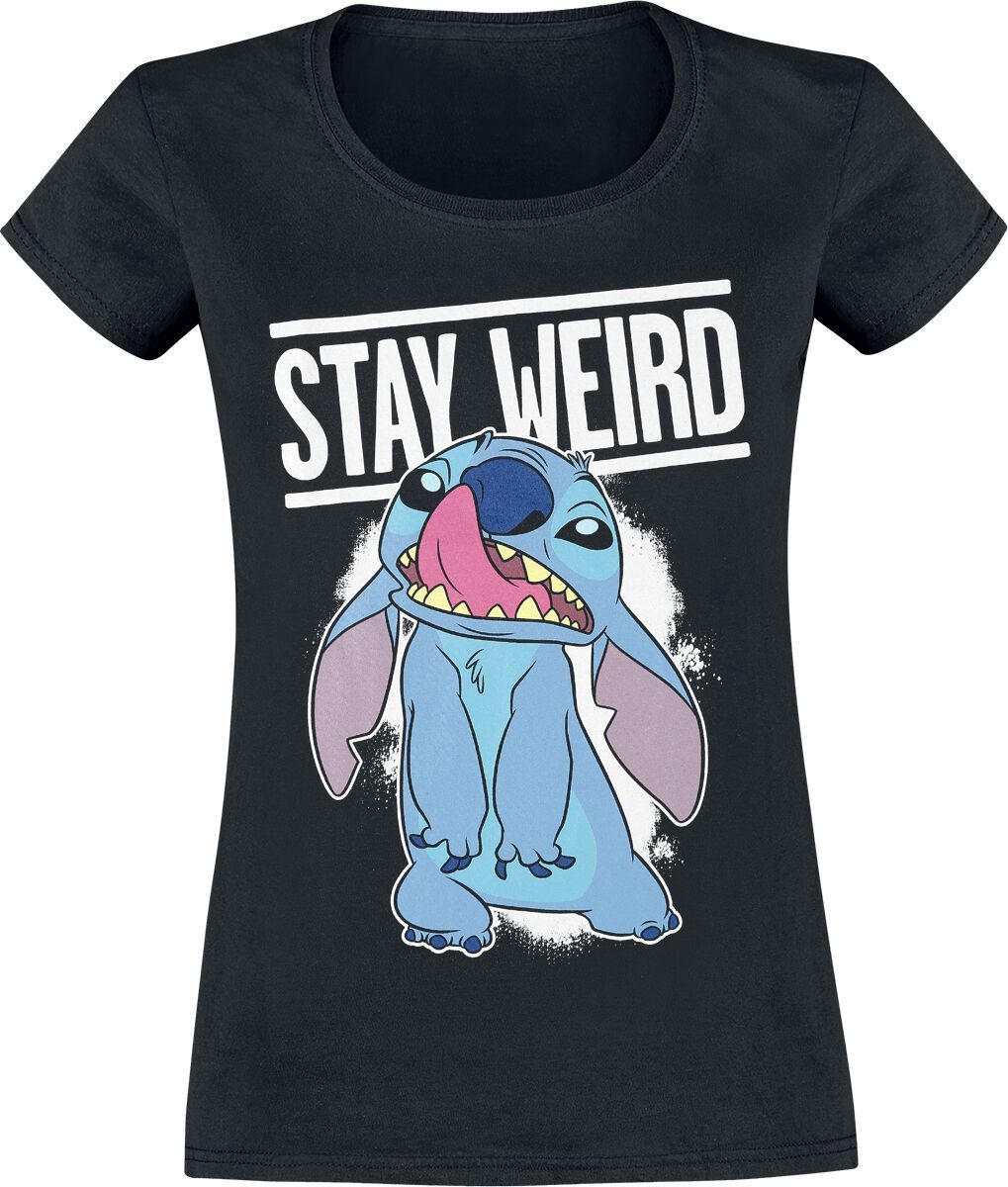 Lilo & Stitch Stay Weird Dámské tričko černá - Merchstore.cz Lilo & Stitch Stay Weird Dámské tričko černá - Merchstore.cz