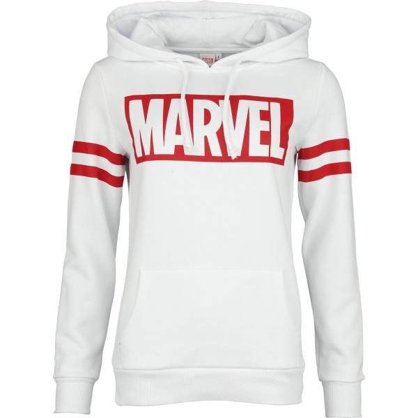 Marvel Logo Dámská mikina s kapucí bílá - Merchstore.cz