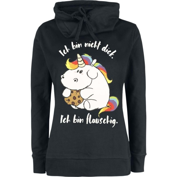 Pummeleinhorn Ich bin nicht dick. Ich bin flauschig. Dámská mikina černá - Merchstore.cz