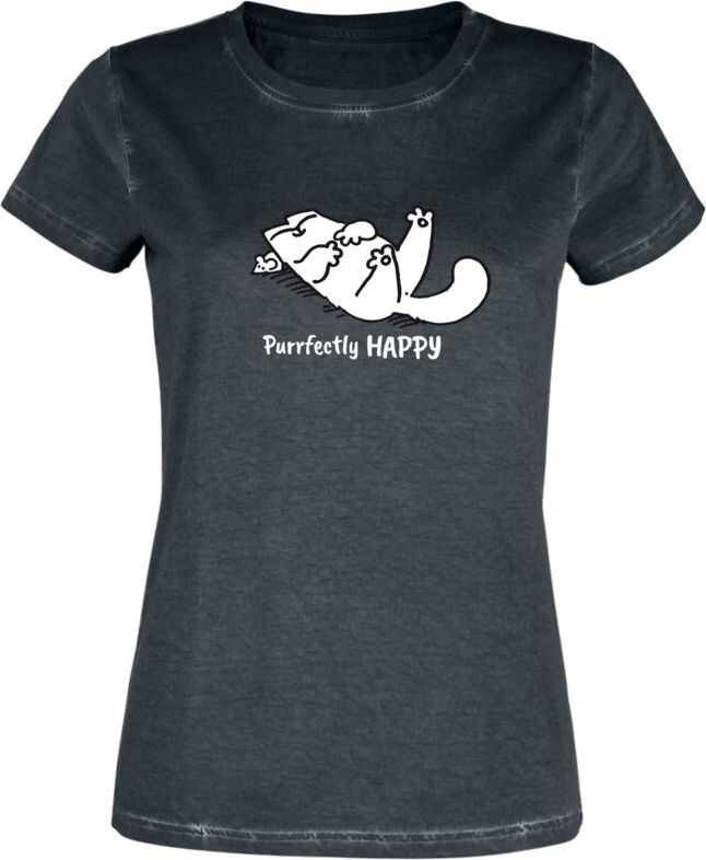 Simon's Cat Purrrfectly Happy Dámské tričko černá - Merchstore.cz Simon's Cat Purrrfectly Happy Dámské tričko černá - Merchstore.cz