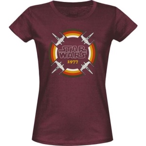 Star Wars X-Wing 77 Dámské tričko burgundská červeň - Merchstore.cz