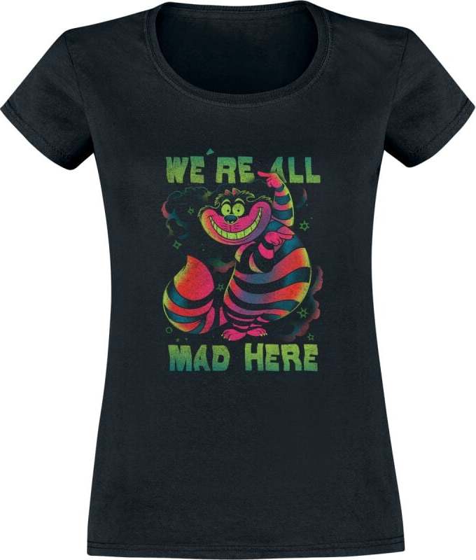 Alice in Wonderland Chesire Rainbow Dámské tričko černá - Merchstore.cz Alice in Wonderland Chesire Rainbow Dámské tričko černá - Merchstore.cz