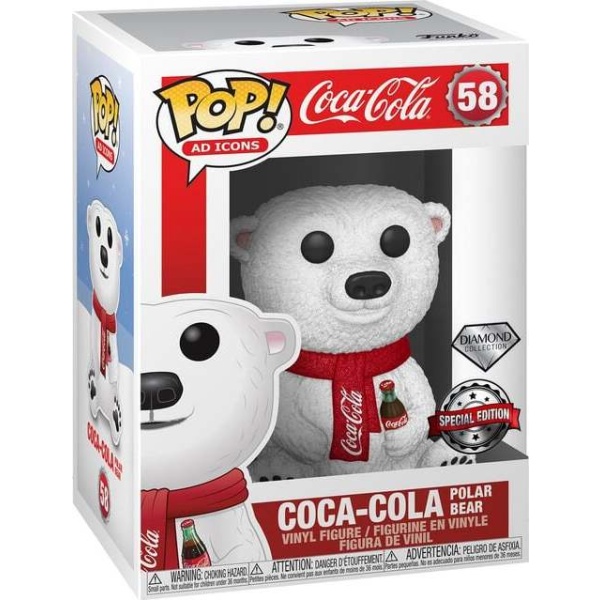 Coca Cola Vinylová figurka č.58 Ad Icons - Coca Cola Polar Bear (Diamond Glitter) Sberatelská postava standard - Merchstore.cz