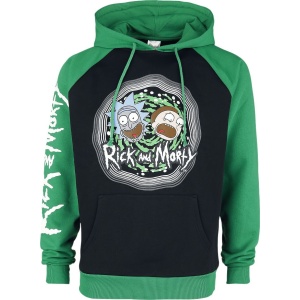 Rick And Morty Portal Mikina s kapucí cerná/zelená - Merchstore.cz