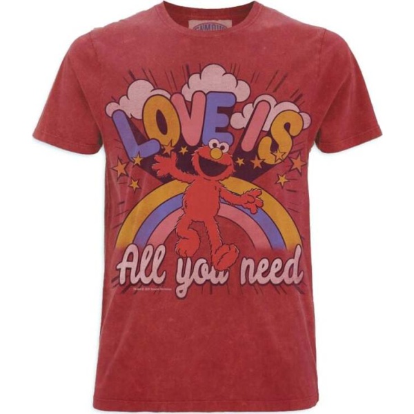 Sesame Street Famous Forevert - Elmo Love Is Tričko červená - Merchstore.cz