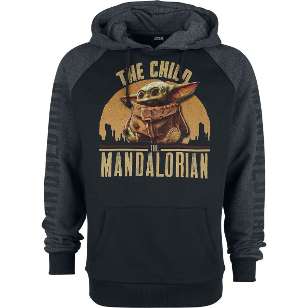 Star Wars The Mandalorian - The Child - Grogu Mikina s kapucí cerná/šedá - Merchstore.cz