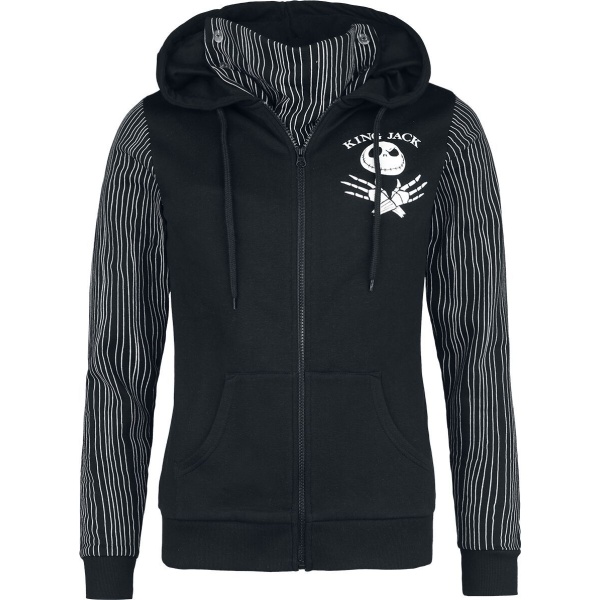 The Nightmare Before Christmas Jack Stripes Dámská mikina s kapucí na zip černá - Merchstore.cz