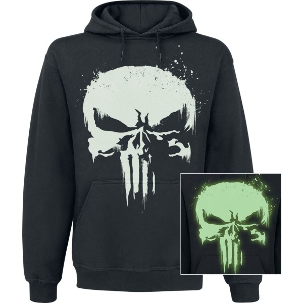 The Punisher Glow In The Dark Skull Mikina s kapucí černá - Merchstore.cz