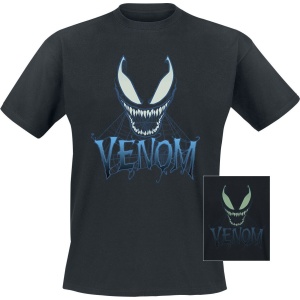 Venom (Marvel) Blue web face - svítí v tmě Tričko černá - Merchstore.cz