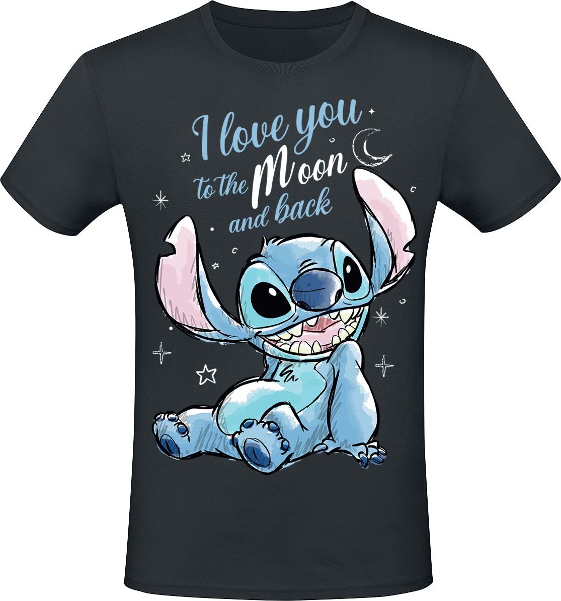 Lilo & Stitch I love you to the moon and back Tričko černá - Merchstore.cz Lilo & Stitch I love you to the moon and back Tričko černá - Merchstore.cz